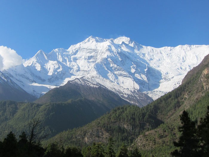 View of the Himalayas during the trek