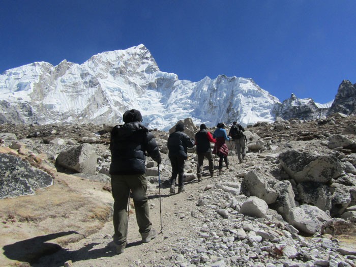 Trekkers nearing Everest Base Camp