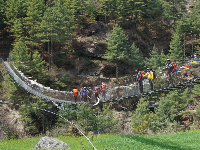Suspension bridge to Namche Bazaar