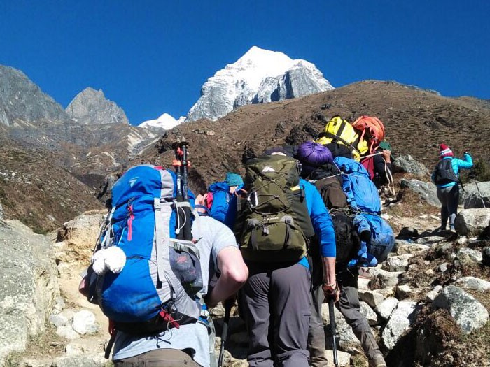 Trekkers Nearing Everest Base Camp