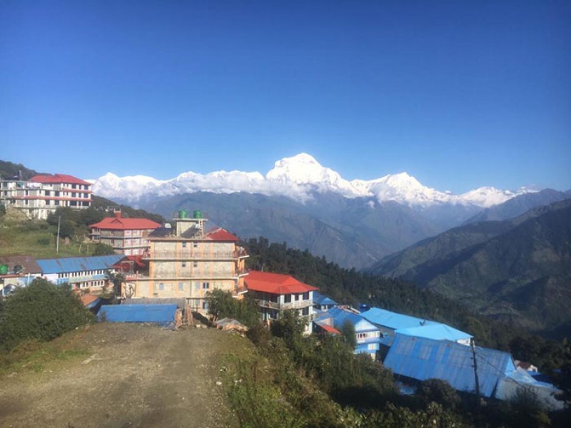 Mount Dhaulagiri from Ghorepani village 